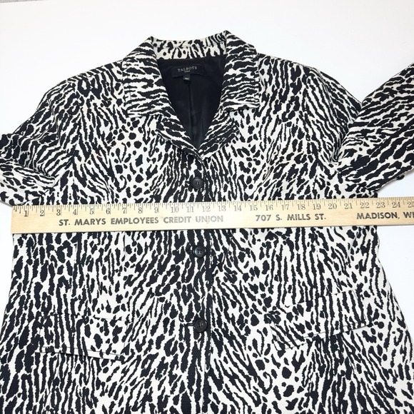 Talbots Animal Print Jacket Blazer 16W Cotton Blend Lined 3/4 Sleeves Career - Picture 7 of 9